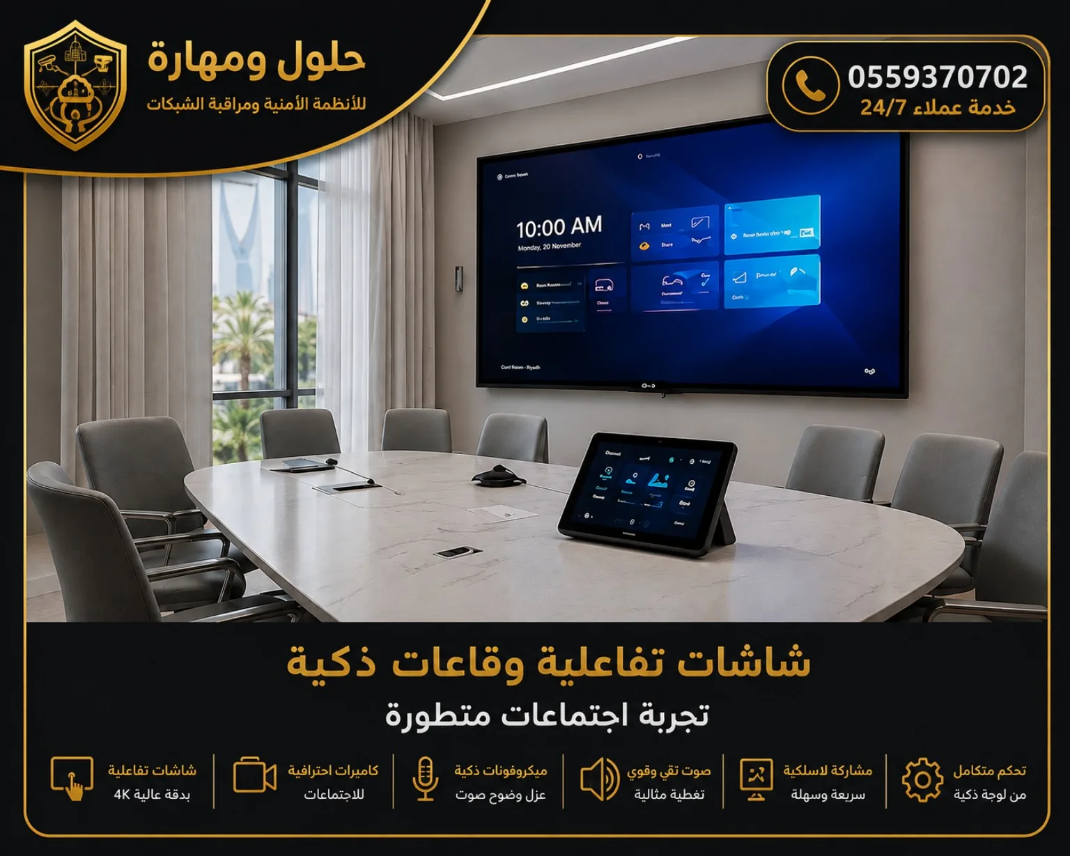 شاشات تفاعلية وقاعات اجتماعات ذكية في الرياض