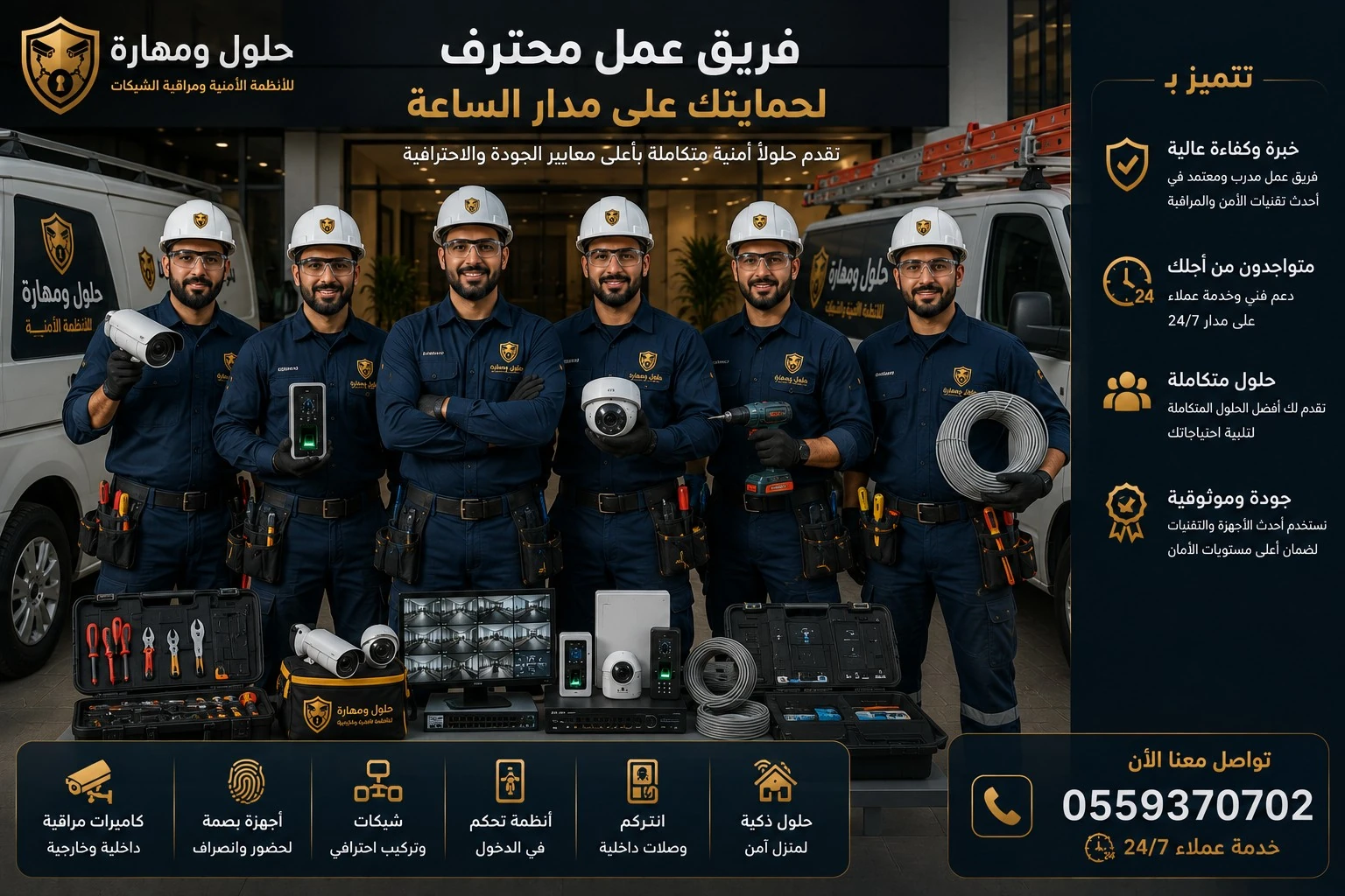 فريق تركيب كاميرات المراقبة والأنظمة الأمنية في الرياض